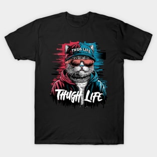 Thug Life Cat Design in Bold Colors T-Shirt